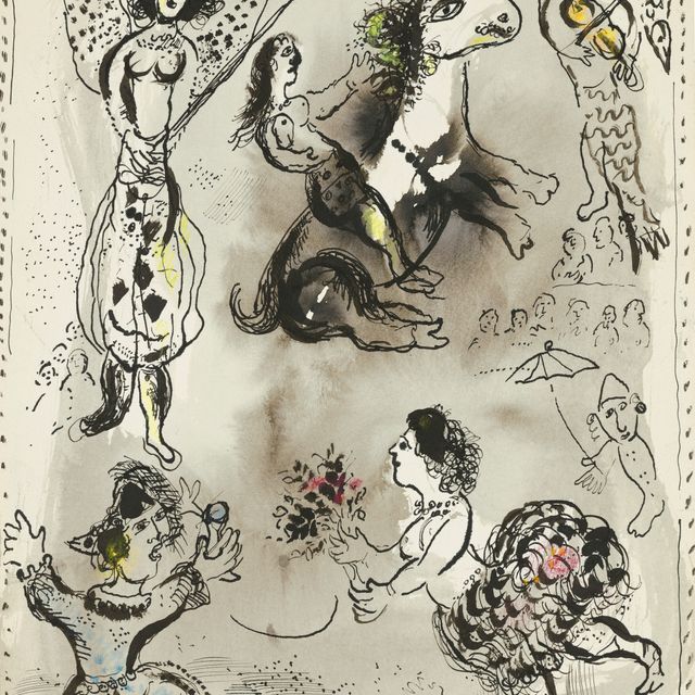 Marc Chagall — Эскиз для "Приключения в цирке", 1980