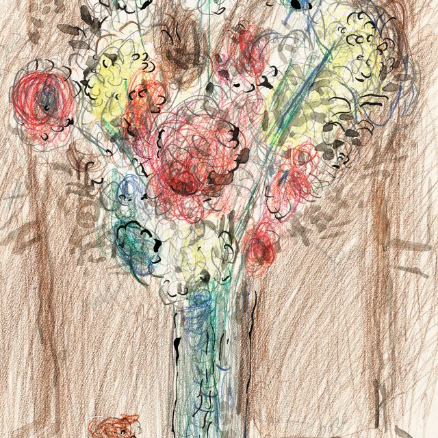 Marc Chagall — Интересен брюнет с букетом, открывающим вид из окна.