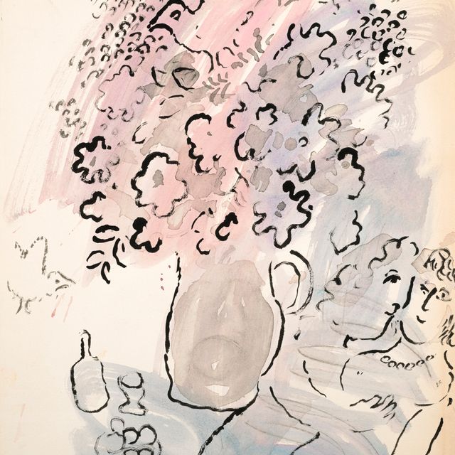 Marc Chagall — Букет розово-лиловых цветов любви