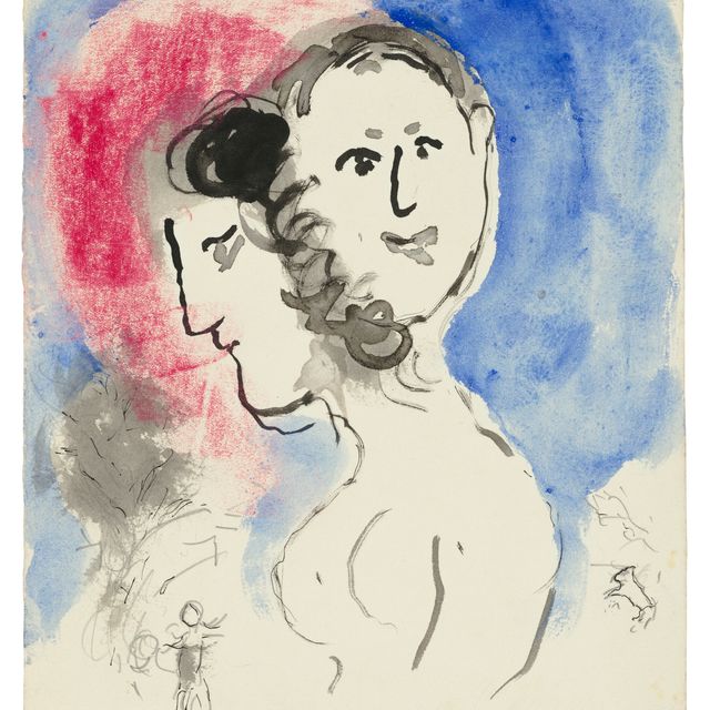 Marc Chagall — Гуашь - подготовительный материал к "Письмам об истории" Леопольда Седара Сенгора