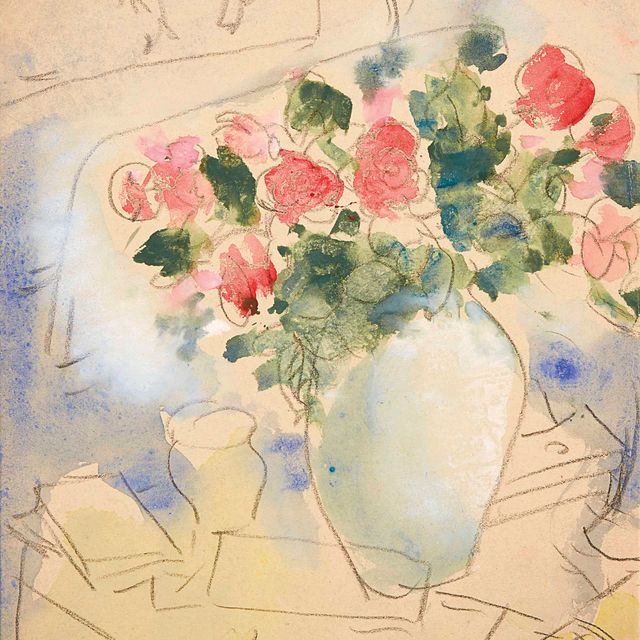 Marc Chagall — Ваза для роз, этюд