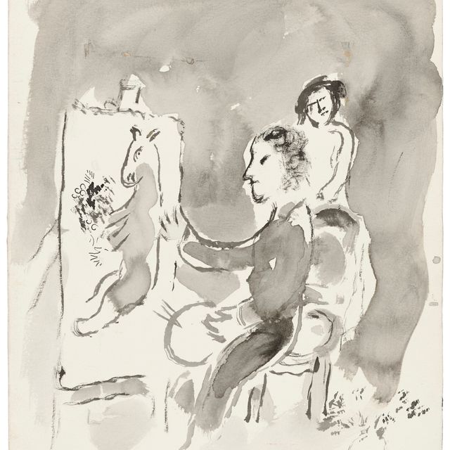 Marc Chagall — История профиля и сына с букетом