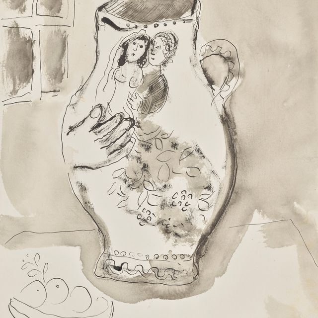 Marc Chagall — Интерьер рядом с вазой