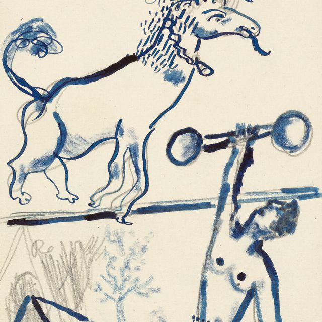 Marc Chagall — Сцена цирка с акробатом и придворной дамой
