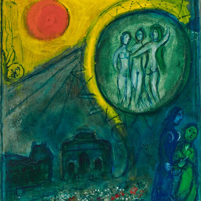 Marc Chagall — Карусель Лувра, этюд