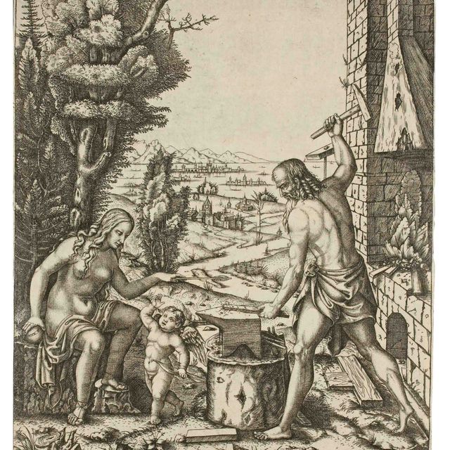 Marcantonio Raimondi — Вулкан, Венера и Эрос (В. 326)