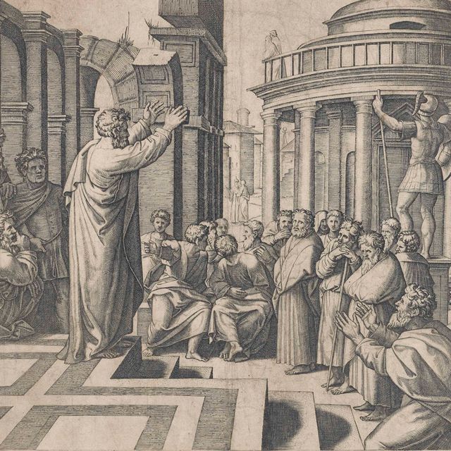 Marcantonio Raimondi — Проповедь святого Павла в Афинах (Барч, 44)