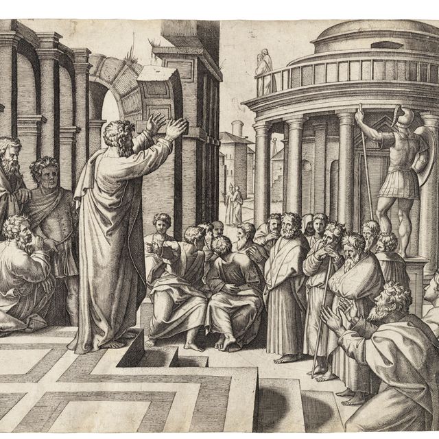 Marcantonio Raimondi — Проповедь святого Павла в Афинах