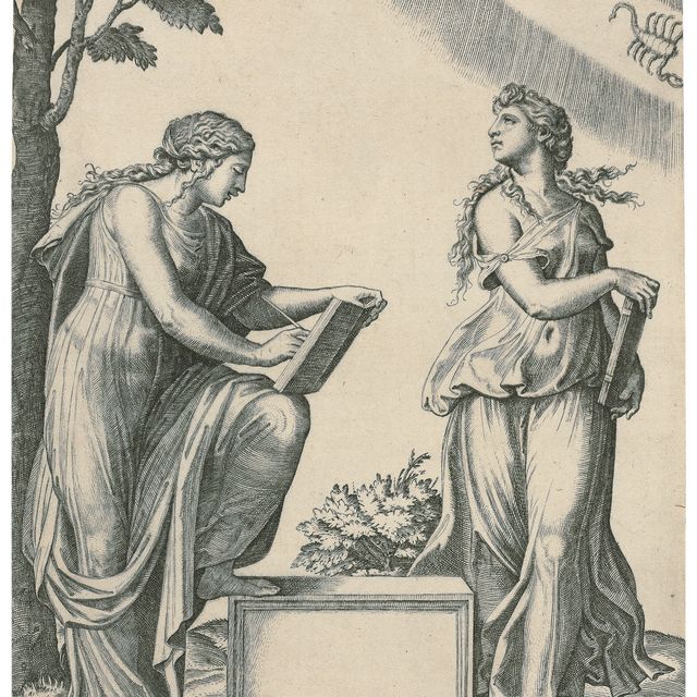 Marcantonio Raimondi — Две женщины по знаку Зодиака
