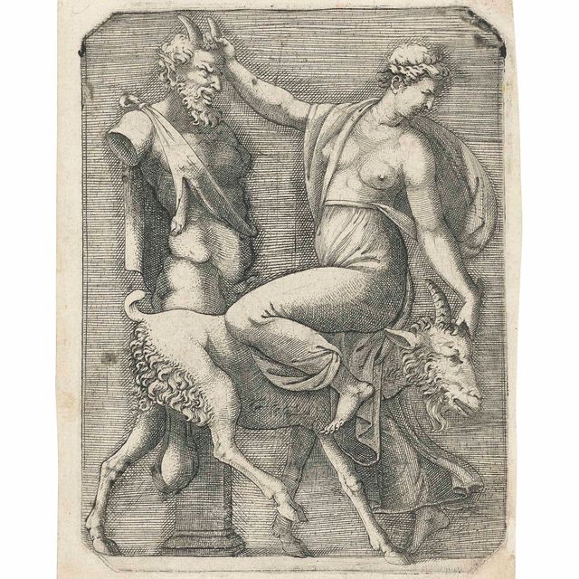Marcantonio Raimondi — Вакханка верхом на козле