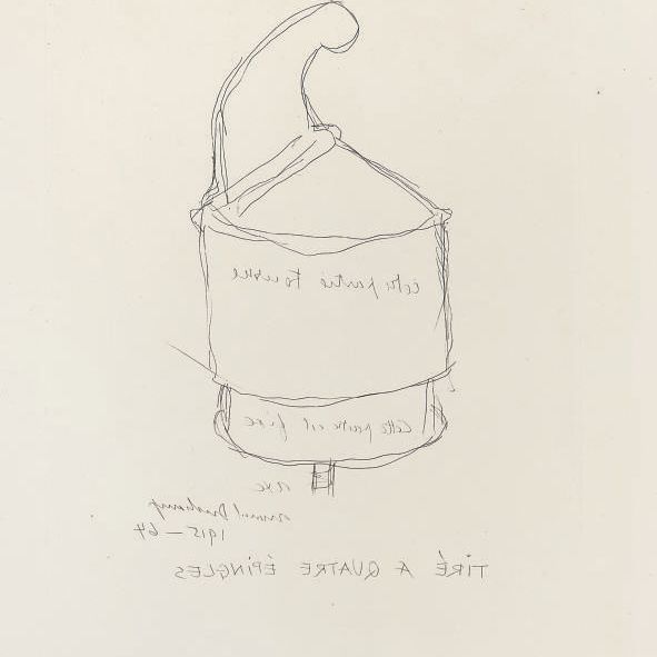 Marcel Duchamp — Вытягивается четырьмя штифтами (Schwarz 609)