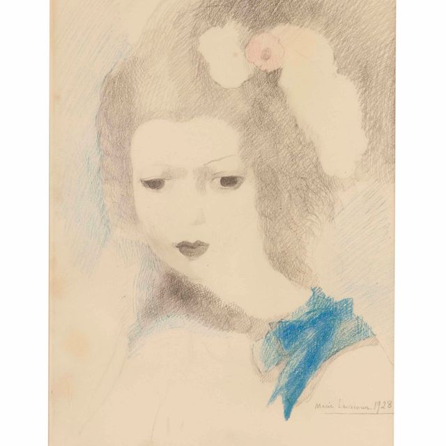 Marie Laurencin — Женский портрет в голубых тонах и пять сопутствующих гравюр