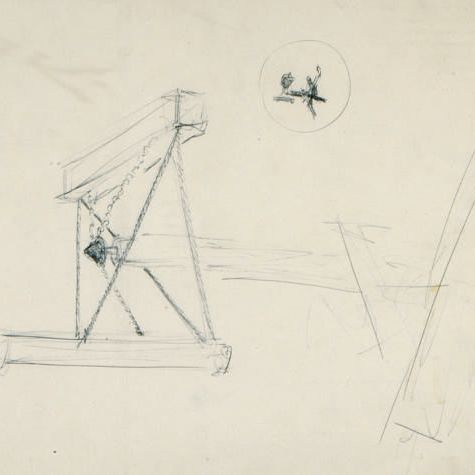 Mark Di Suvero — Без названия (скульптурный этюд); и сопутствующий рисунок