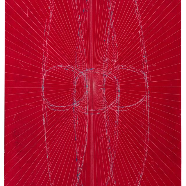 Mark Grotjahn — Без названия (Большая красная бабочка с тремя голубыми глазами 856)
