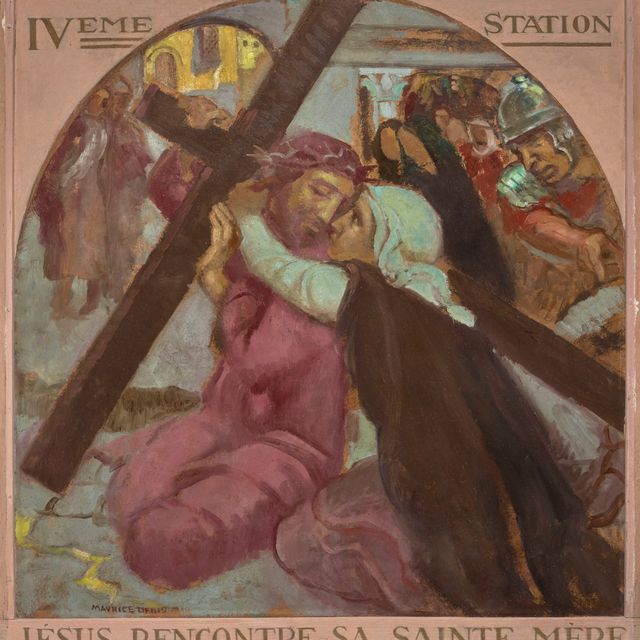 Maurice Denis — Иисус встречается со Святой Матерью, репликой на Ивьемском вокзале у креста Господня у часовни Нотр-Дам-де-ла-Кларте-де-Перро-Гирек