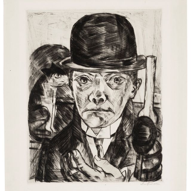 Max Beckmann — Selbstbildnis mit steifemHut (Автопортрет в шляпе-котелке)