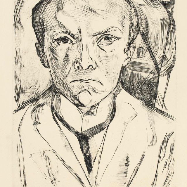 Max Beckmann — Фронтальный автопортрет на фоне фронтона дома (Хофмайер, 125 II в. до н.э.)