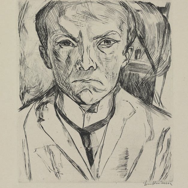Max Beckmann — Фронтальный автопортрет с Хаусом Гейбом на заднем плане (Хофмайер, 125)
