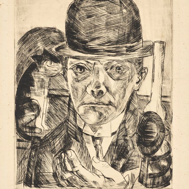 Max Beckmann — Selbstbildnis mit steifem Hut ("Автопортрет в шляпе-котелке")