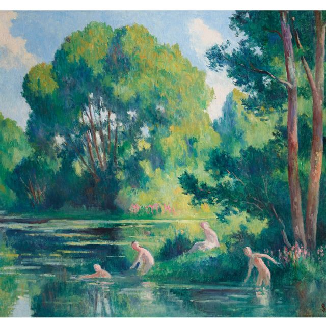 Maximilien Luce — Ролльбуаз, баньяд в маленьких бюстгальтерах на берегу Сены