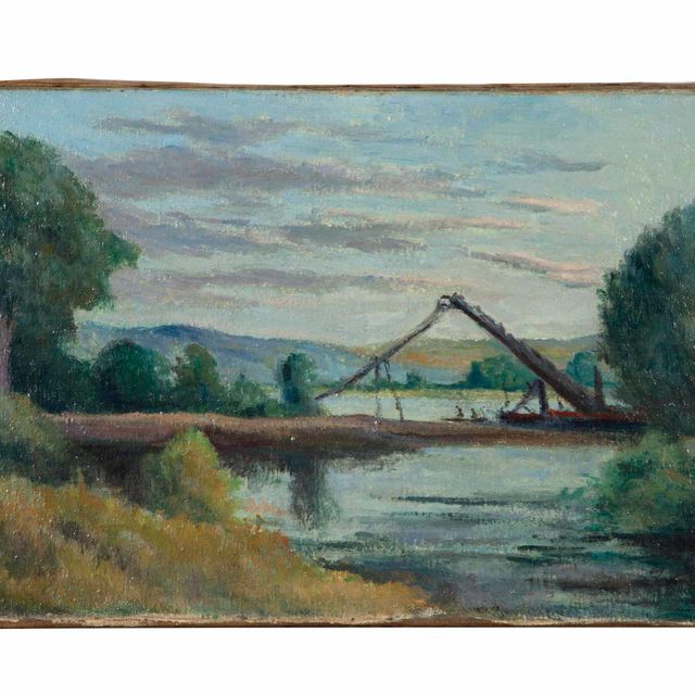 Maximilien Luce — Ла-Рош-Гийон, Борд-де-Ривьер, Констракшн-Дюпон