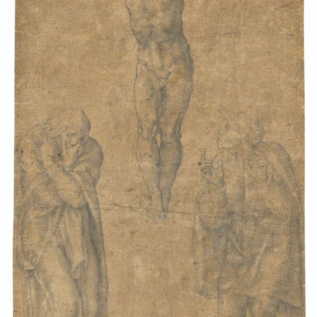 Michelangelo — Христос на кресте между Девой Марией и святым Иоанном Крестителем