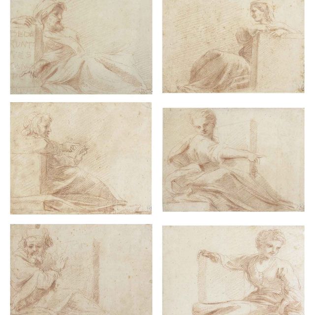 Michelangelo — Шесть этюдов о пророках и сивиллах, включая персидскую сивиллу, или Агриппину, Дельфийскую сивиллу и пророка Давида