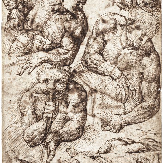 Michelangelo — Проработка фигур после Страшного суда Микеланджело (справа); Проработка драпировок (сзади)