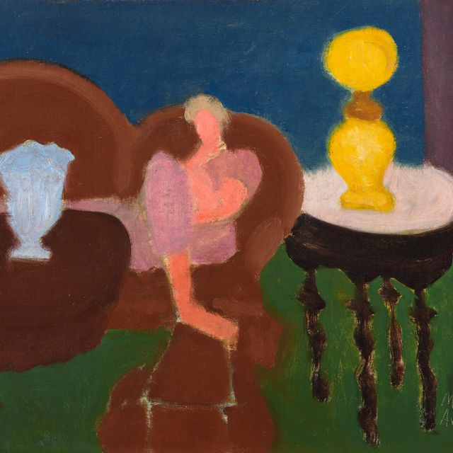 Milton Avery — Интерьер с желтой лампой