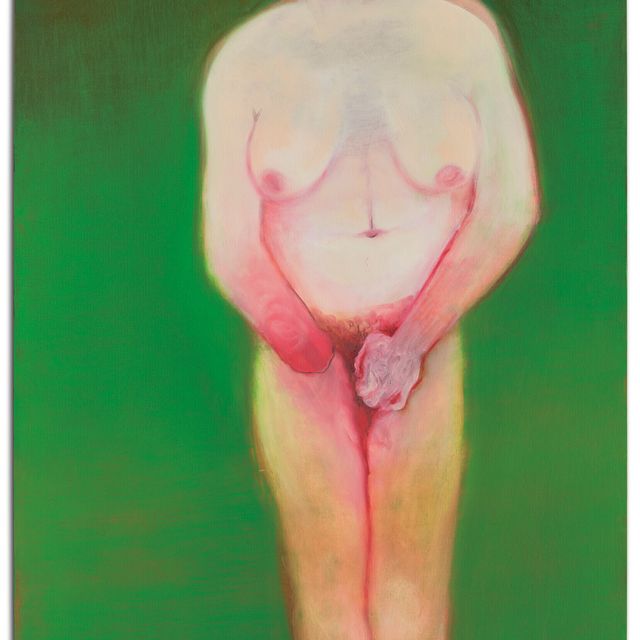 Miriam Cahn — херумштехен, 9. + 29.1. + 13.4.17 (стоят вокруг, 9. + 29.1. + 13.4.17)