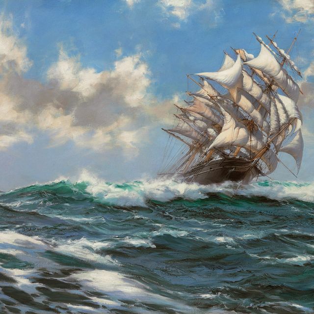 Montague Dawson — Покрытая солнечными бликами пена