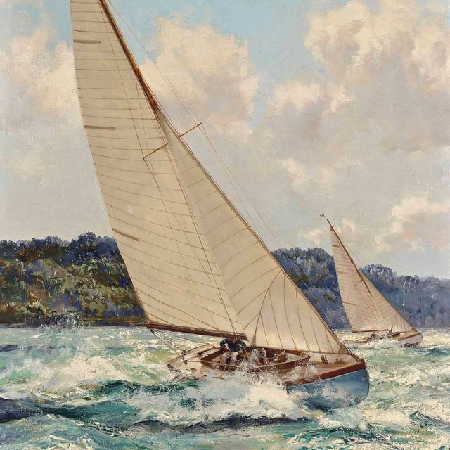 Montague Dawson — One-проекты, участвующие в гонках от берега до выхода из прилива у острова Уайт