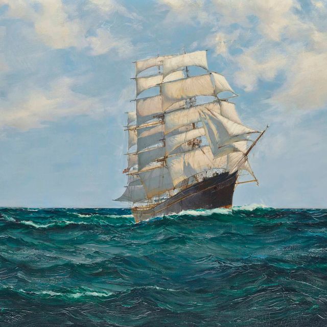 Montague Dawson — Знаменитый клипер "Катти Сарк" мчится домой