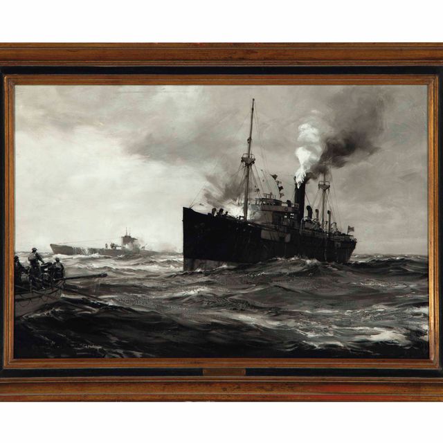 Montague Dawson — Корабль "Виктори" атакован немецкой подводной лодкой