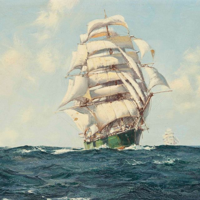 Montague Dawson — Знаменитый клипер "Фермопляс" на залитых солнцем просторах