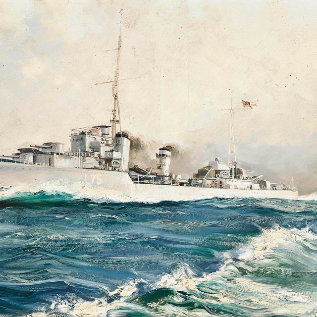 Montague Dawson — Портрет знаменитого эсминца H.M.S. Eskimo, который участвовал в самых ожесточенных боях Второй мировой войны