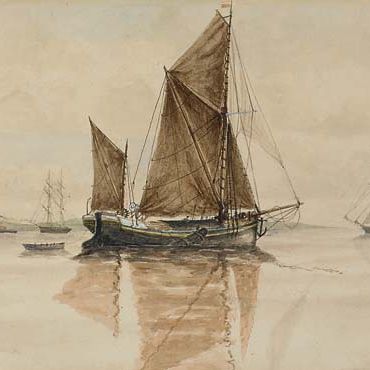 Montague Dawson — Лесовозная баржа в водах Саутгемптона