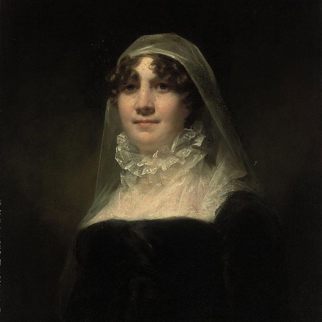 Mr. — Портрет леди, предположительно миссис Джейн Ходжсон (1749/50-1814), жены мистера В. Джайлса, длиной до груди, в черном платье с кружевным воротником и головным убором