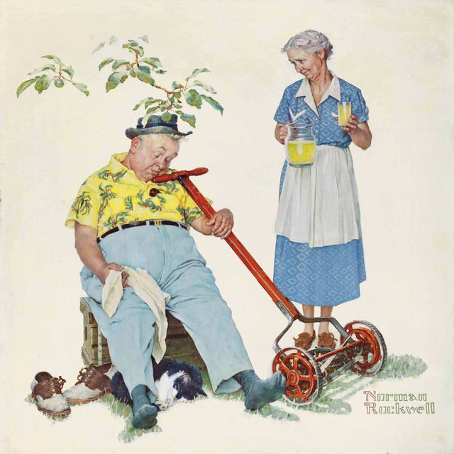 Norman Rockwell — Нежные годы: Стрижка газона