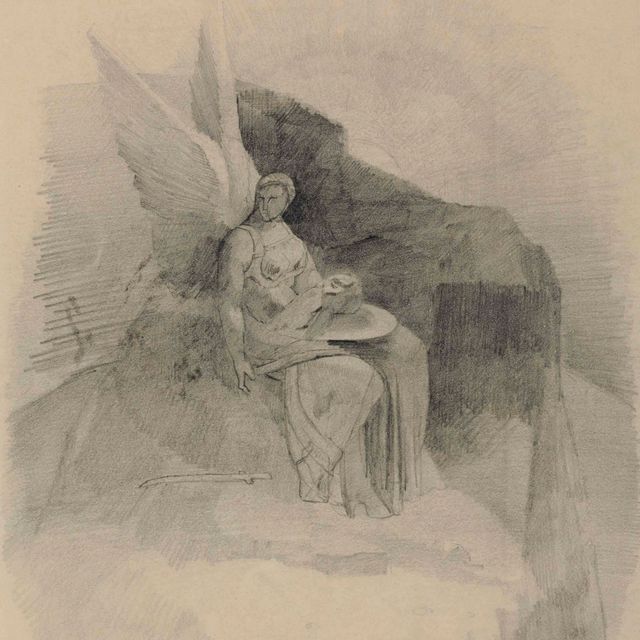 Odilon Redon — Фигура Айли, важная, наедине с плато