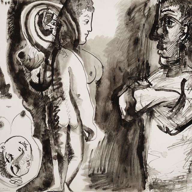 Pablo Picasso — Мужчина и три новые женщины (спереди); Женщина и двое мужчин (сзади)