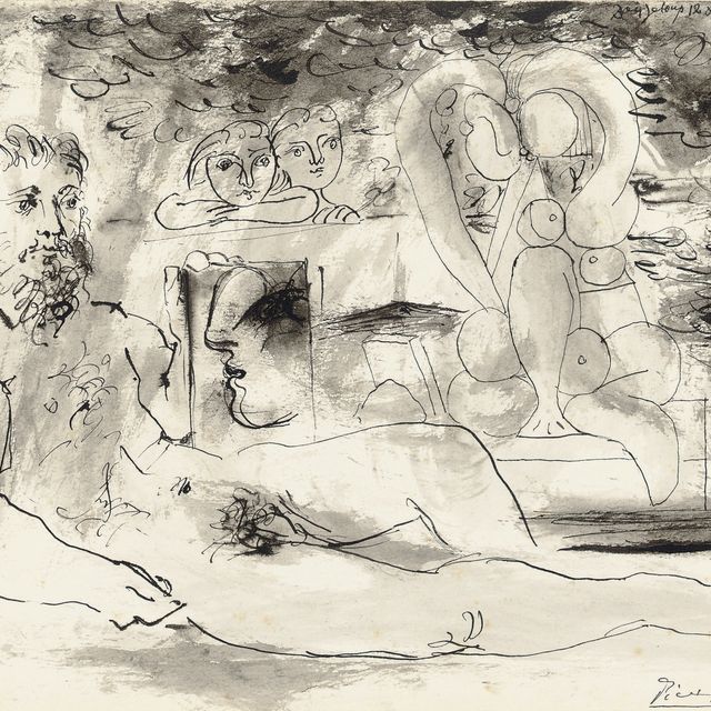 Pablo Picasso — Художник и сын моделирует