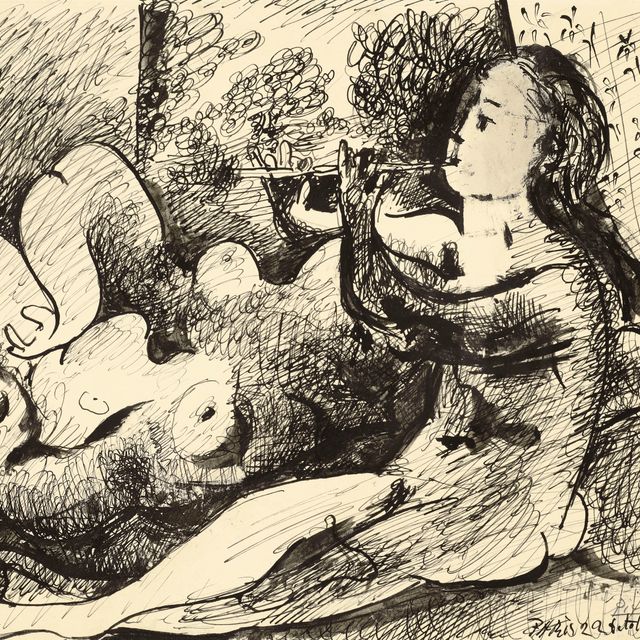 Pablo Picasso — Девушка на флейте и на диване
