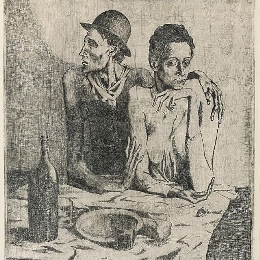 Pablo Picasso — "Скромный обед", тарелка I из коллекции Салтимбанков (Блох 1; Баер 2 II 2b)