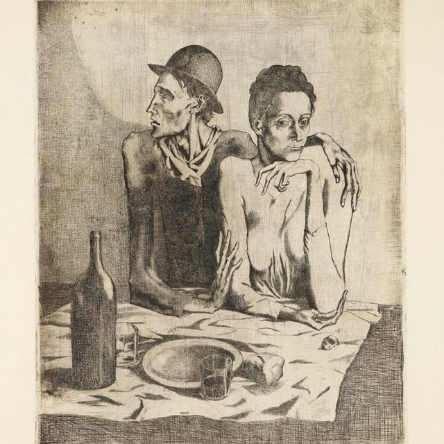 Pablo Picasso — Скромный обед, от: La Suite des Saltimbanques (Bloch 1; Baer 2 II b2)