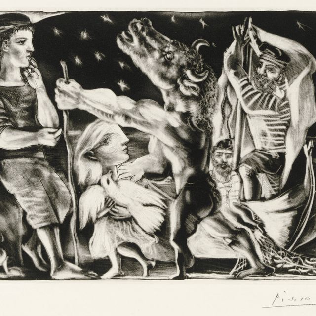 Pablo Picasso — Минотавр - путеводитель по ночной жизни, из оперы "Сюита Воллара" (стр. 225; стр. 437)