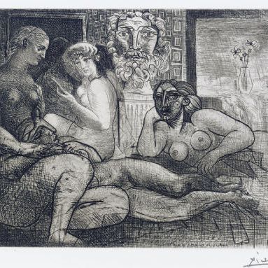 Pablo Picasso — Четыре молодые женщины и их скульптуры, фото 82 из коллекции La Suite Vollard (B. 219; Ba. 424)