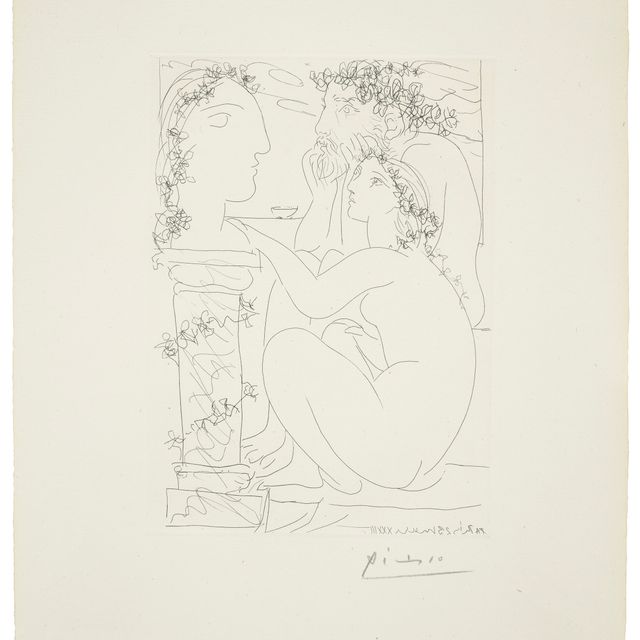 Pablo Picasso — Скульптор и поклонник моделей наедине со скульптурой, от: La Suite Vollard