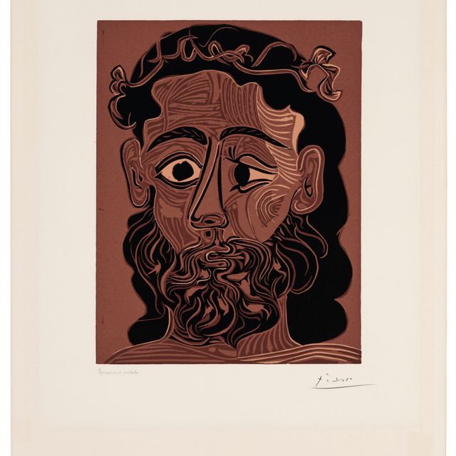 Pablo Picasso — Я люблю барбу, украшенный фельетонами из виньетки.
