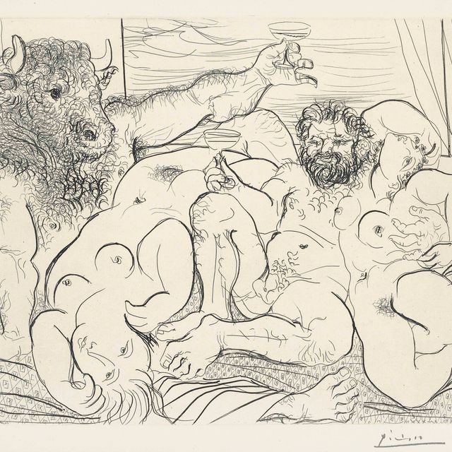 Pablo Picasso — Сцена "Вакханалия с минотавром", автор: Сюита Воллар (B. 192; Ba. 351)